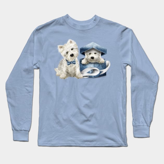 Christmas Westies Long Sleeve T-Shirt by CindersRose